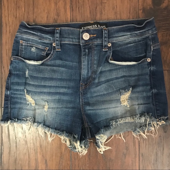 Express Pants - Express High Waist cutoff denim shorts